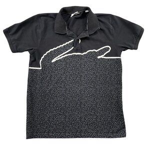 Lacoste Polo Shirt Mens Small 3 Regular Fit Croc Logo 100% Cotton Grey Black